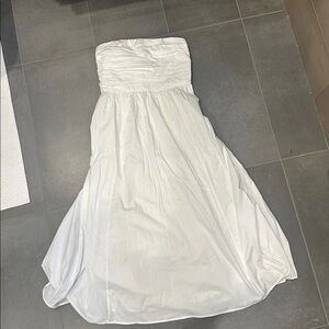White Strapless Midi Dress – Casual & Comfy